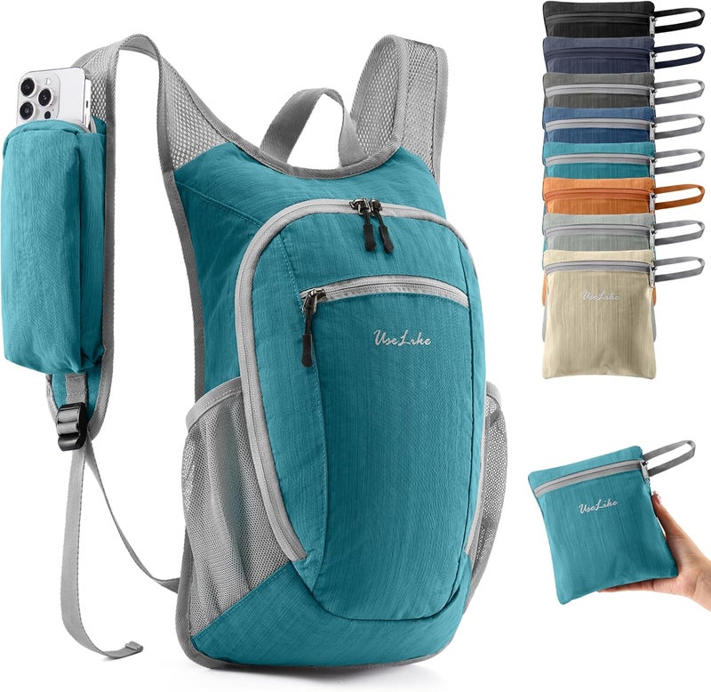 Uselike 10L Small Hiking Backpack Travel Daypack Lightweight Packable Back Pack for Women Men(Teal Blue) - Image 1